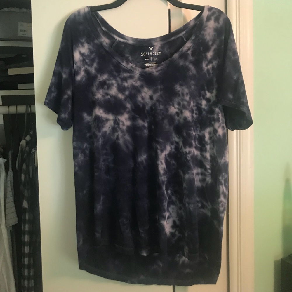 American Eagle Blue Tie Dye Soft And Sexy T-shirt
